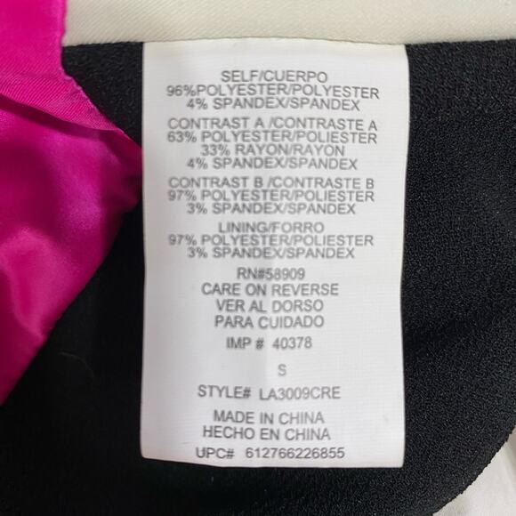 NWT Black Cropped Blazer Jacket White Accent Hot Pink Lining Longer in Front - Picture 9 of 10